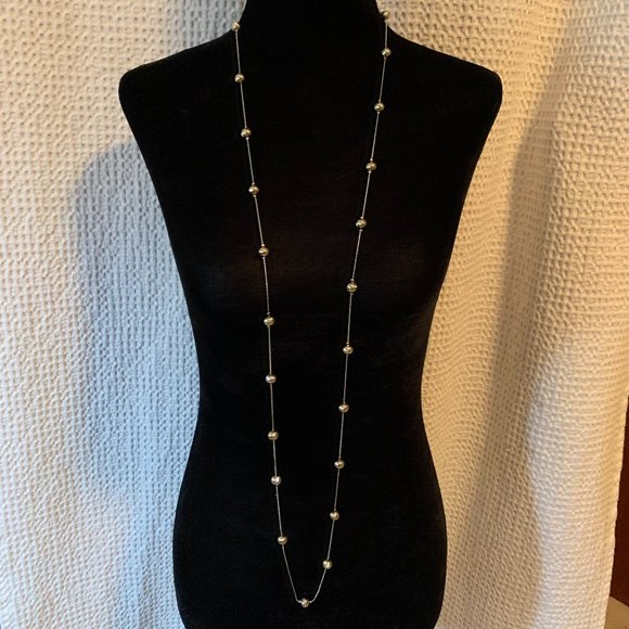 Vintage Long Silver Beaded Necklace - Picture 4 of 8